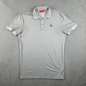 Redvanly Polo Shirt Mens Small Gray Geometric Performance Stretch Golf Logo